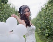 Ivory Bridal Birdcage Veil / Blusher / Bandeau Style 9 inch wide and 18 inch long by Mauve Binchely