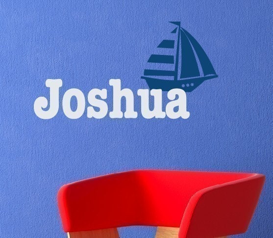 Sailboat with name wall decal - Baby Nursery - Nautical