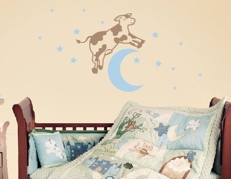 Cow Jumped Over the Moon Vinyl Wall Decal Set - Children Nursery Boy Girl