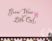 Grow Wise Little Owl Wall Decal - Children Nursery Vinyl Decal - Girl Boy