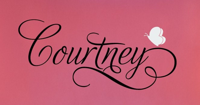Swirly Custom Butterfly Name Vinyl Wall Decal