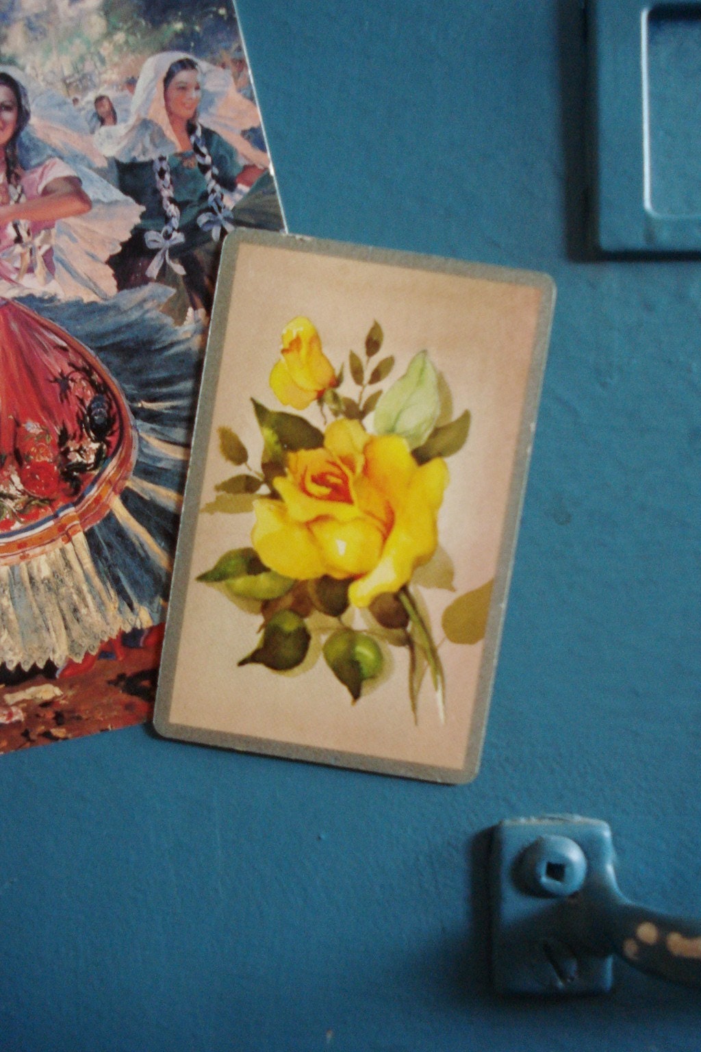 Magnets - Vintage Rose Playing Card - set of 4
