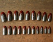 Gothic Nail Art- Texas Chainsaw Manicure (Long) Fake Nails