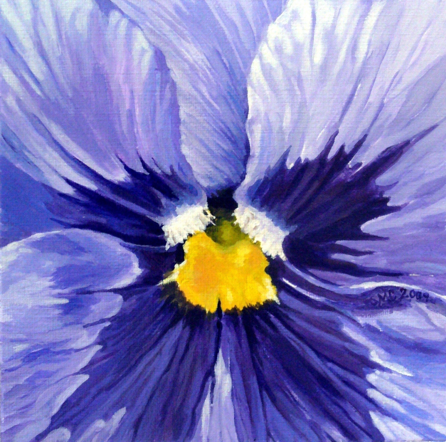 Notecard- Blue Pansy Flower Print - 'Pansy-Blue Rhapsody" - DreaminOfDragonflies