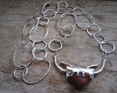 Heavy Sterling Link Necklace with Jasper Pendant Etsy Handmade Metal Jewelry