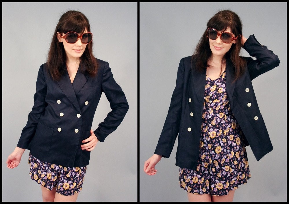 Ralph Lauren 90s Navy Blue Boyfriend Blazer Jacket (XS-S)