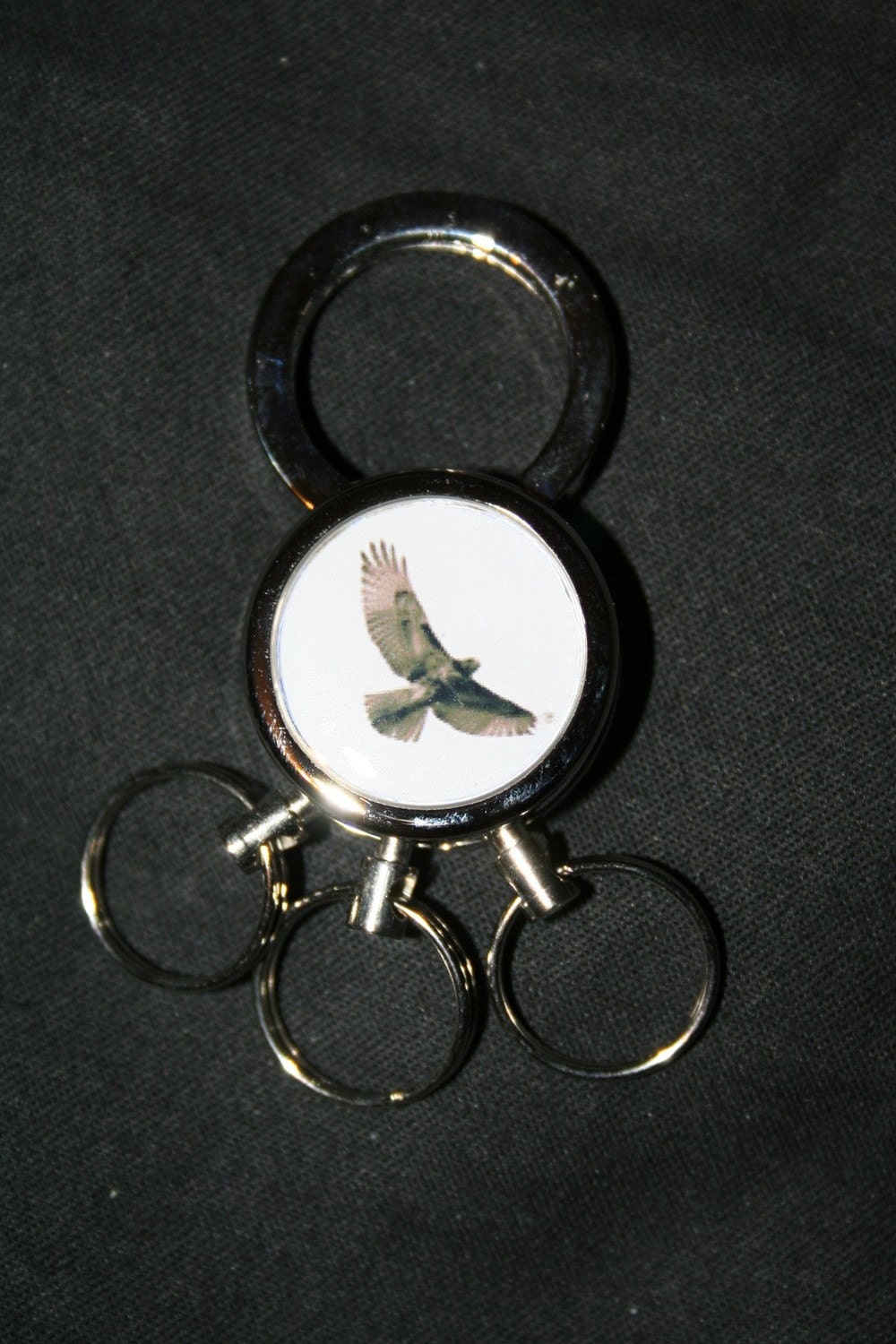 Hawk Metal Photo 3 Ring Keychain