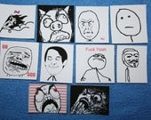 Rage Face Magnets Set of 10 Includes OMG Run, Poker Face, OK Guy No, Gasp, Oh God, Epic Fail Guy, and more