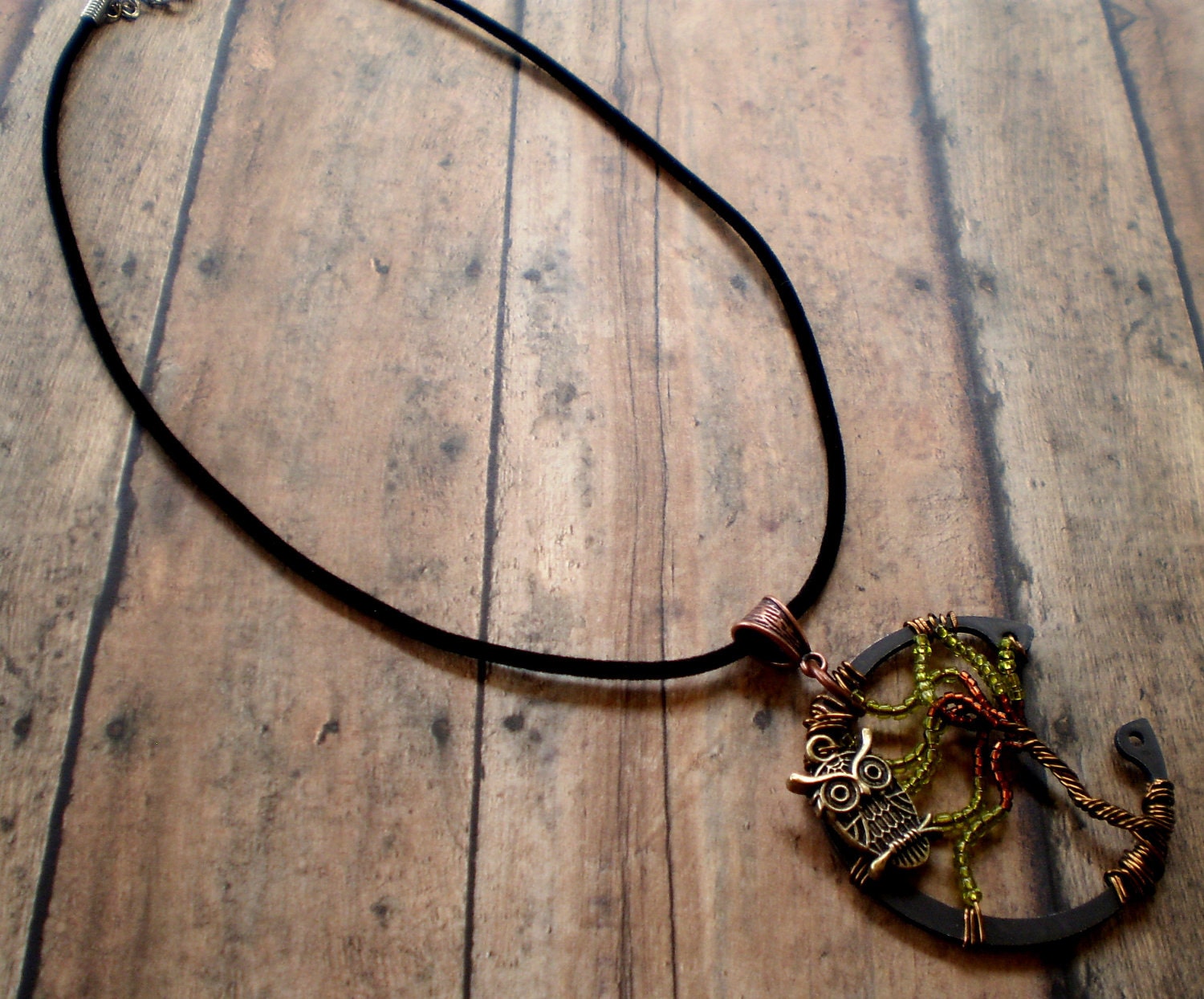 Who is There a  Wire Tree with Brass Owl Industrial Necklace