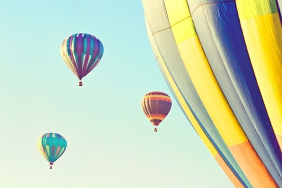 Floating - 4 x 6 Fine Art Photograph - whimsical summer colorful hot air balloon home decor print