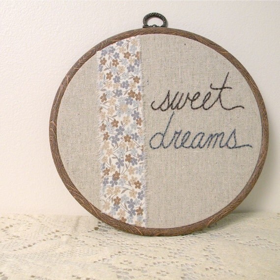 sweet dreams, embroidered wall art