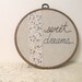 sweet dreams, embroidered wall art