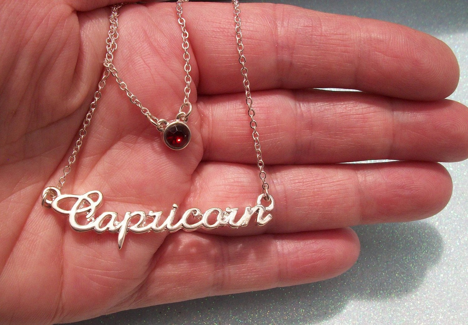 Capricorn Double Strand Silver Zodiac Necklace
