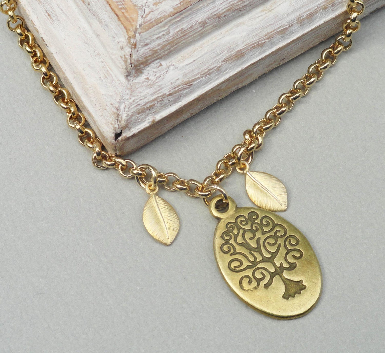 Family Tree Gold Tree Of Life Personalized Bracelet. Great Gift For Mom Or Grandma Personalized Jewelry