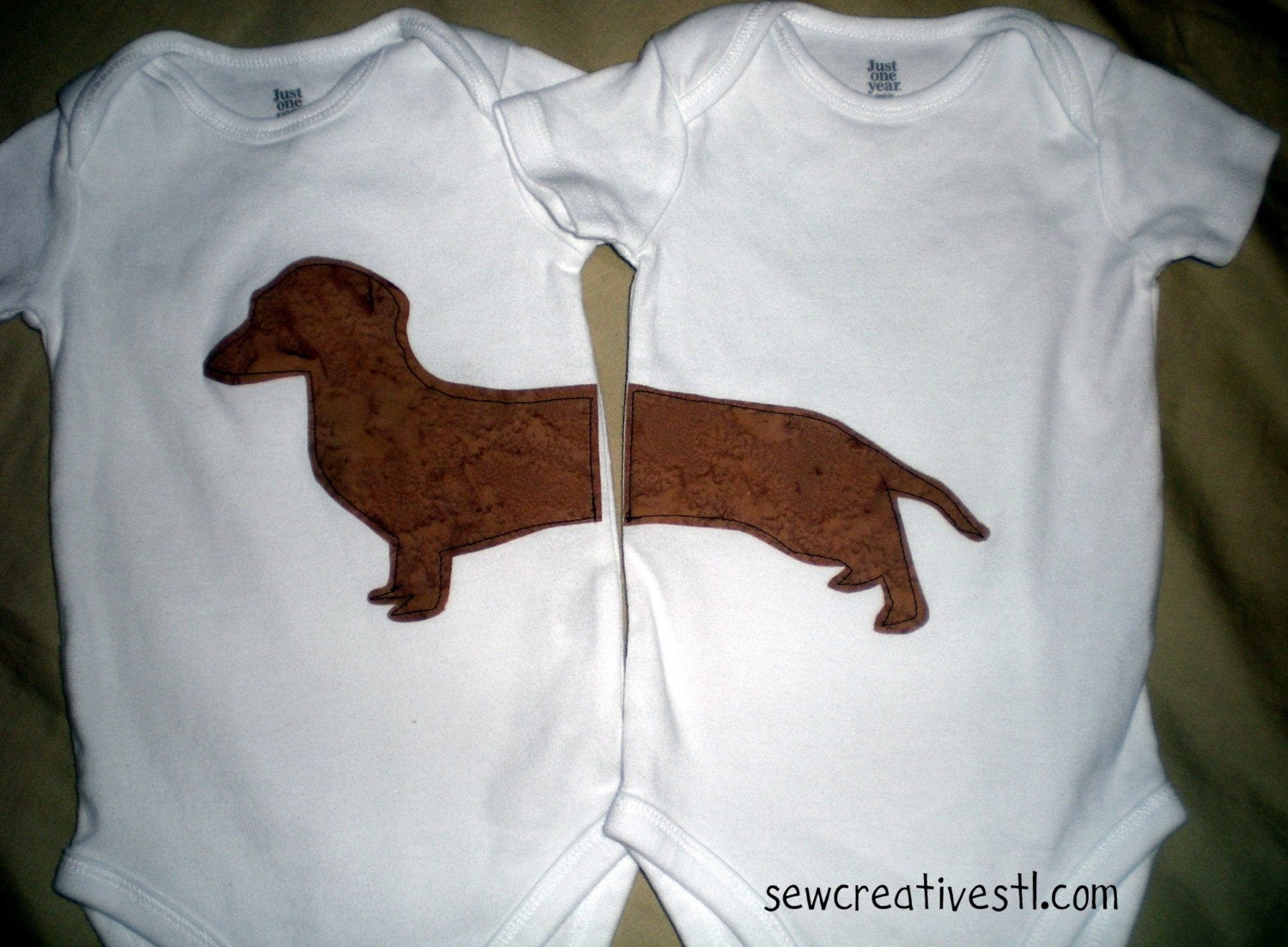 Wiener Dog Dachshund Twin Onesie Set