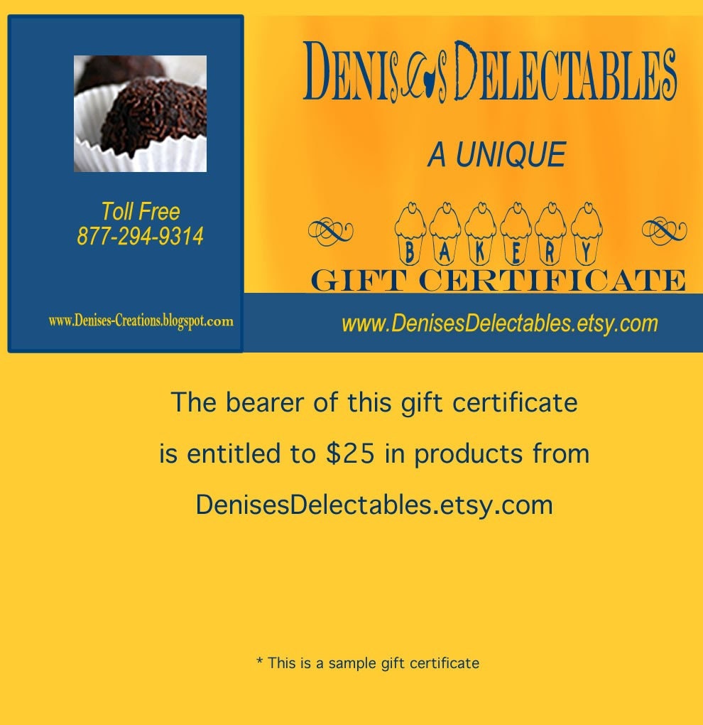 Denises Delectables Gift Certificate for 30.00