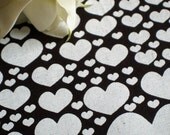From the heart - hand screen printed skinny quarter - White on Brown Linen