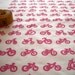 Multi Bike - hand screen printed skinny quarter - Fuchsia Pink on White