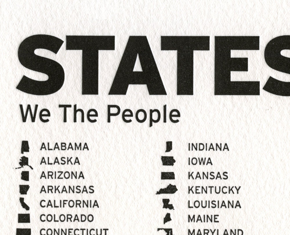STATES UNITED, LETTERPRESS