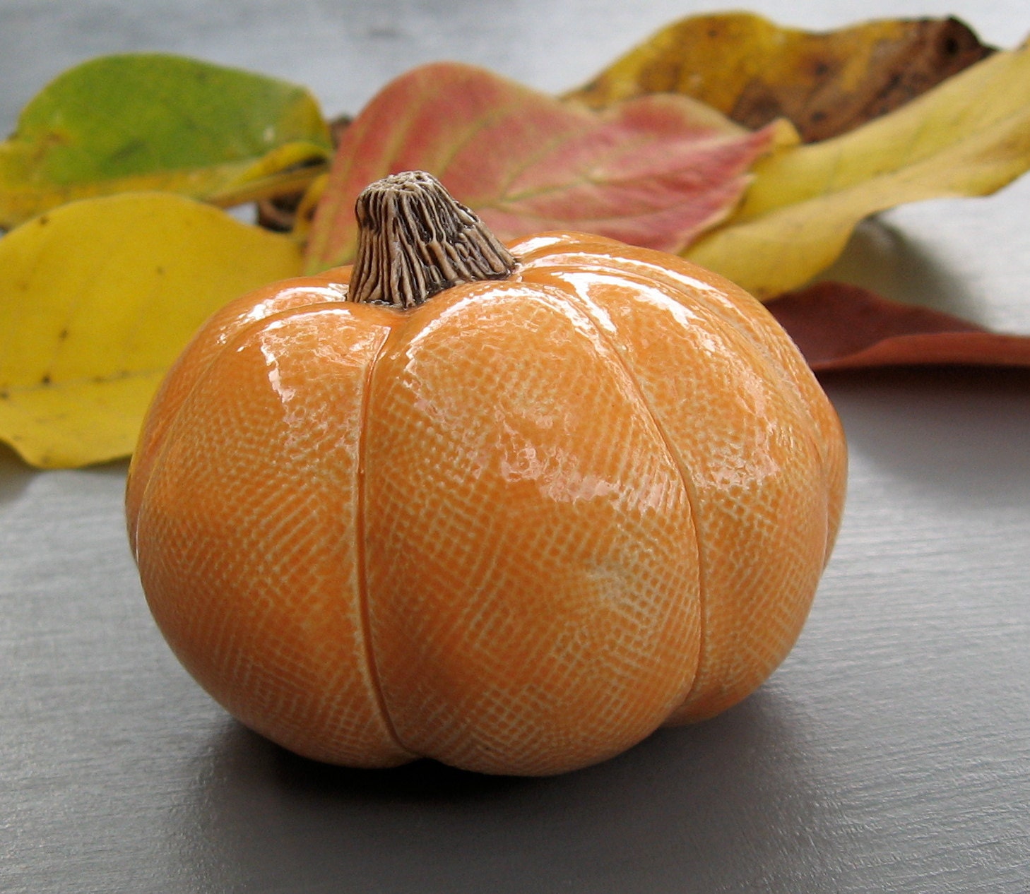 Orange Ceramic Pumpkin Small Fall Table Decoration