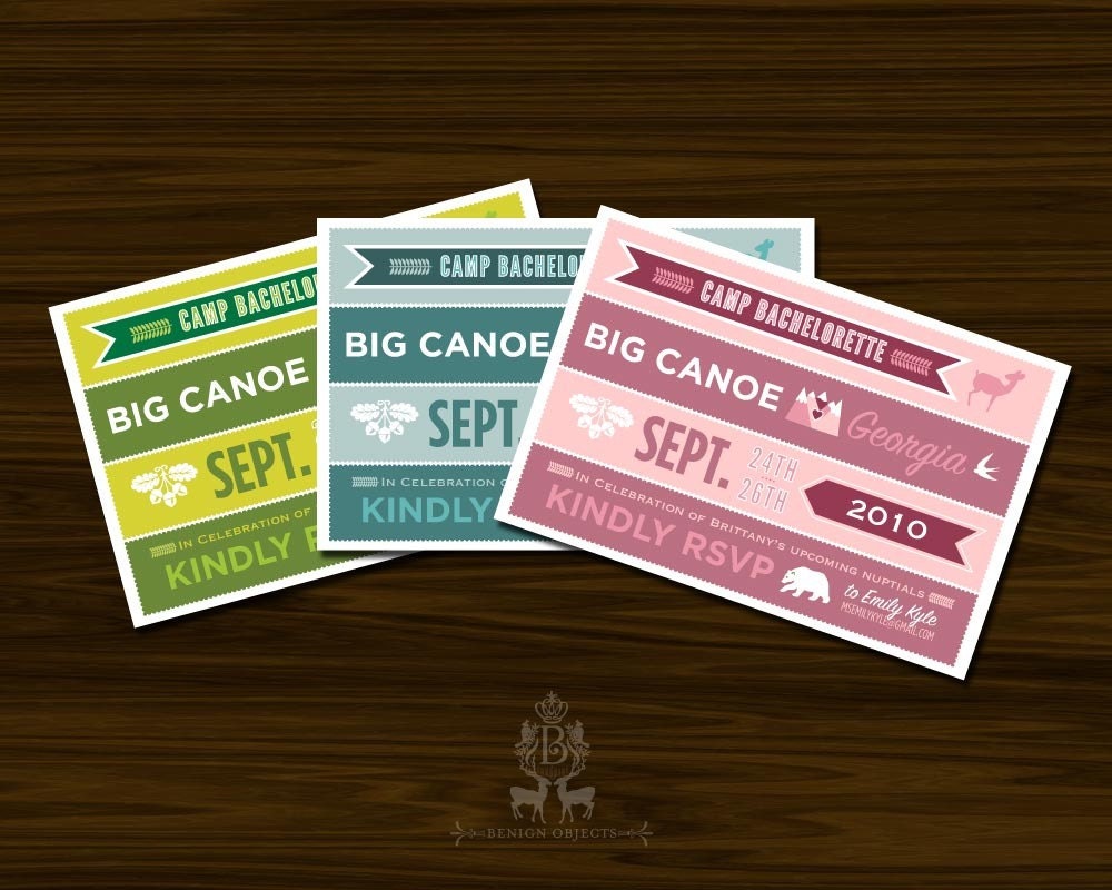 Camp Bachelorette Postcard Invites
