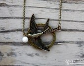 SALE Vintage Antique Bronze Mockingjay Necklace inspired by Hunger Games