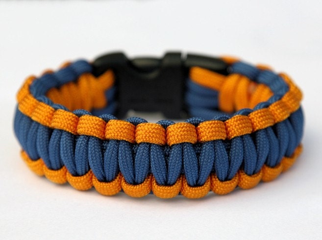 Paracord Survival Bracelet - Goldenrod and Royal Blue