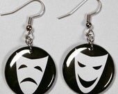 Comedy Tragedy Masks - Button Earrings