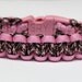 SLIM Paracord Survival Bracelet Cobra - Pink and Chocolate Hearts - Pink Buckle