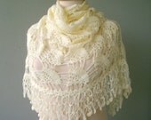 Ivory Seashell organic cashmere cotton bridal shawl