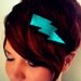 Lightning Bolt Headband Leather Metallic Blue Black Glam Punk Wizard Super Hero Turquoise Geekery handmade by sewZinski on Etsy