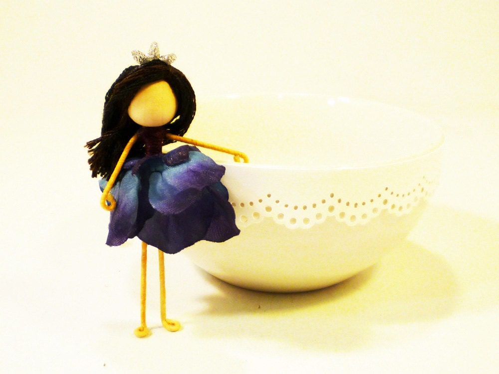 Walddorf Purple Blue Flower Fairy Doll Princess Dolly Queen Miniature by Petalbelles on Etsy