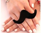 Mustache Ring Ceramic  -  Big bold handmade oversized cocktail ring  2.9 inch