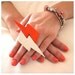 Lightning Bolt Ring Jerseylicious Ceramic - big bold handmade cocktail ring adjustable - LIGHTNING STRIKES TWICE - 4.1 inch