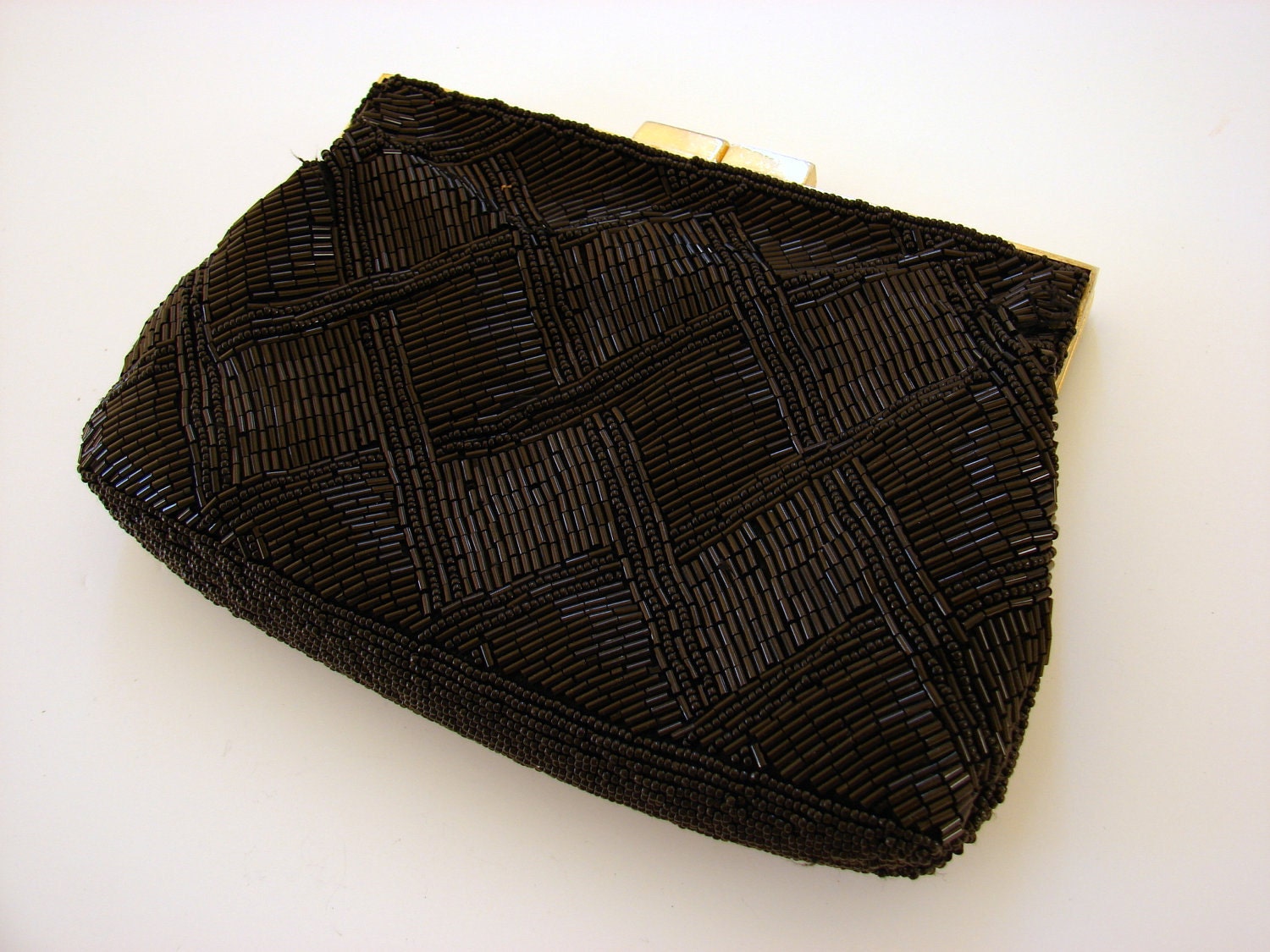 Black Beaded Purse Vintage Sixties Marshall Fields