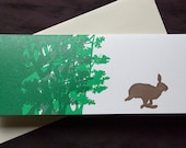 Spring Hare Letterpress Handprinted Blank Greeting Card