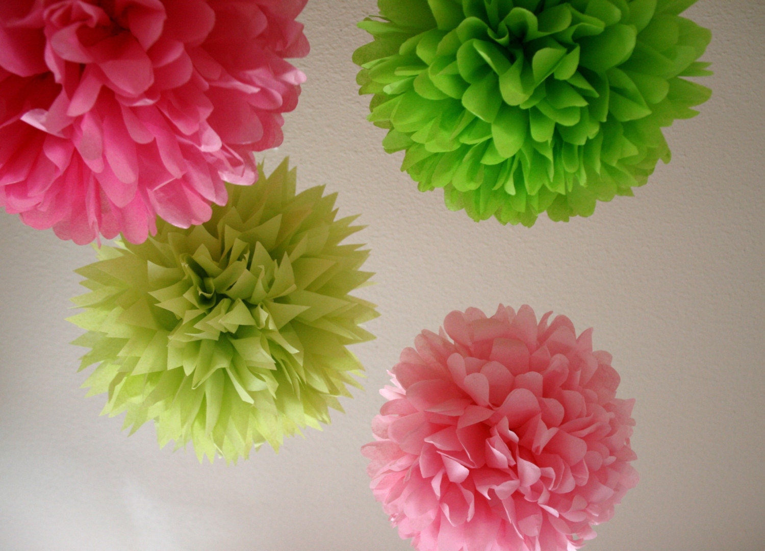 Girl Fun .. 5 Tissue Paper Poms for Birthday Party Decor / Wedding Decor / Nursery
