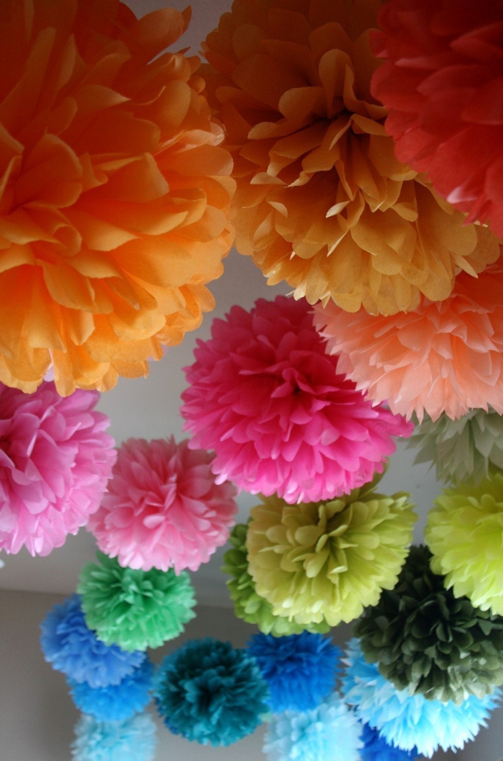 7 Tissue Party Poms .. Wedding Reception Decorations .. Custom Colors