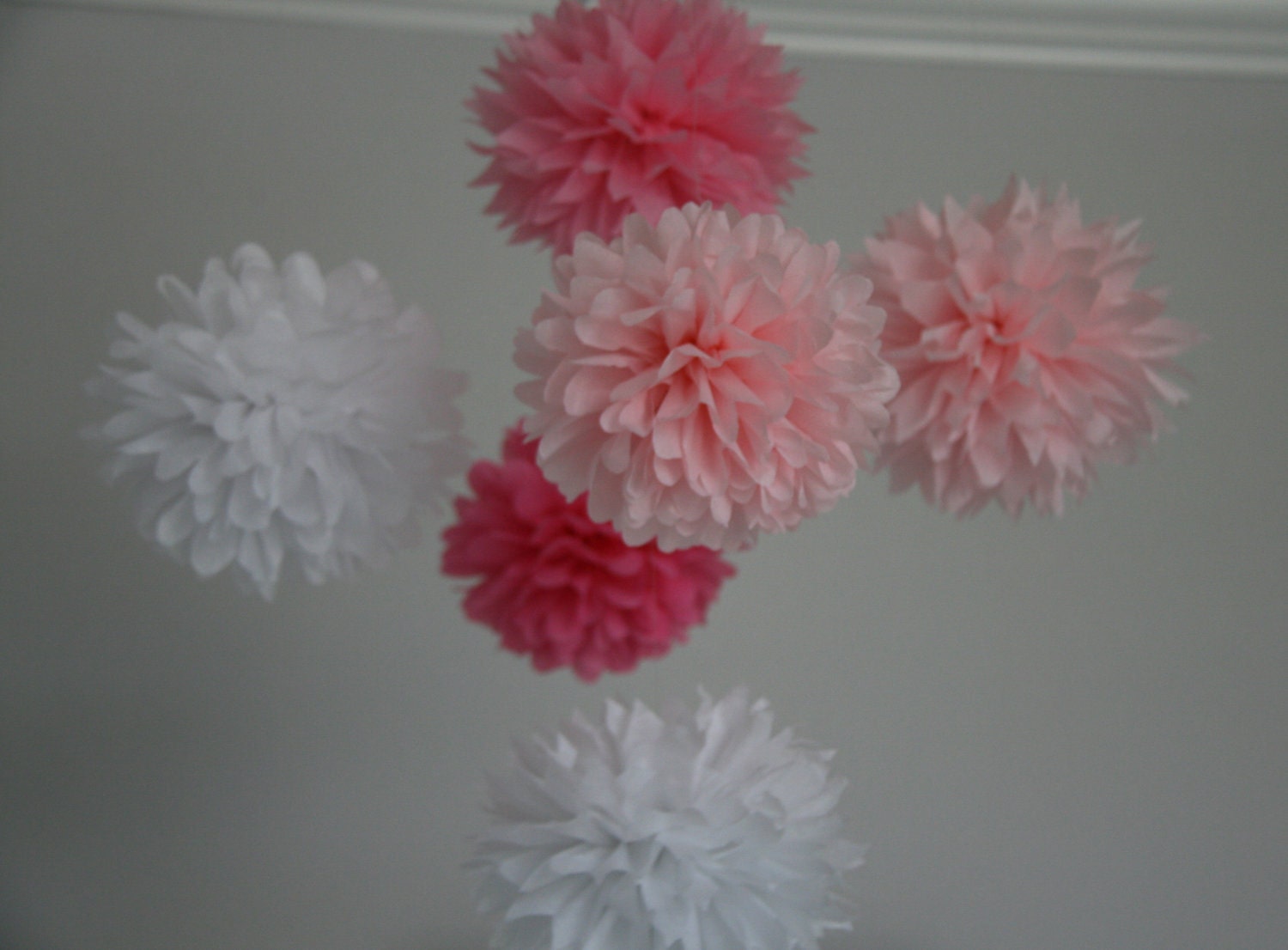 Party Pom Baby Mobile .. Baby's Room Decor / Nursery Decor / Tissue Poms