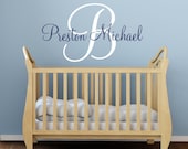 Personalized Monogram Wall Decal Vinyl Text Wall Words Stickers Art Boy Girl First Name Middle Name Initial LARGE 22"H x 38"W - Item 050
