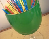 Vintage Set Yellow Blue Red Party Picks Forks Happy Hour Retro