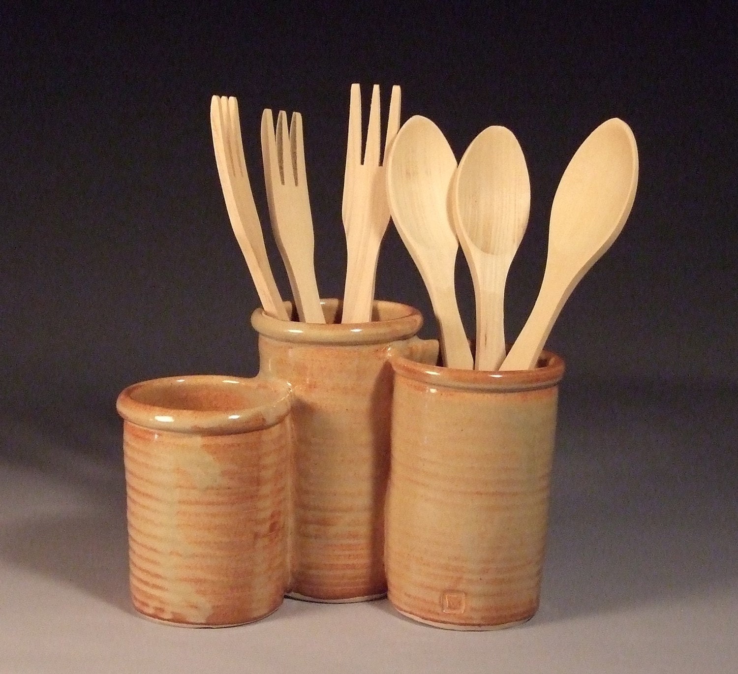 Utensil Crock Trio in Shino Glaze