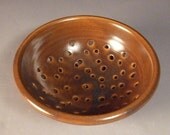 Small Wheel Thrown Berry Bowl or Colander in Antique Iron Glaze