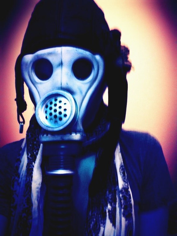Items similar to Gas Mask Girl Metallic Digital Art Print 6 x 8 on Etsy