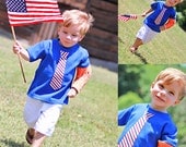 Any Tie on an Royal Blue So Handsome Tie Tshirt - Patriotic, 4th of July, USA, Military 12m, 18m, 2, 4 and 6 Children, Clothing, Toddler