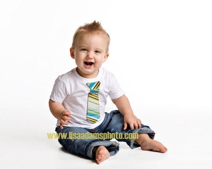Any Tie On A White T-Shirt - Spring Boy Outfit, Ring Bearer Gift, Wedding, Birthday Sizes 12m, 18m, 2, 4, 6, 8, 10, 12