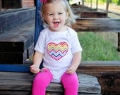 Kids Easter Fashion Zig Zag Rainbow Baby Girl Heart Onesie, matching Fuscia leg warmers - spring children clothing nb-18m