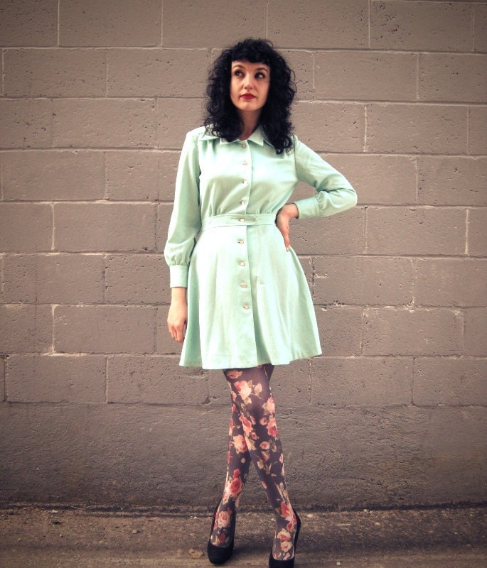 Vintage 60s mod pastel mint green jacket dress