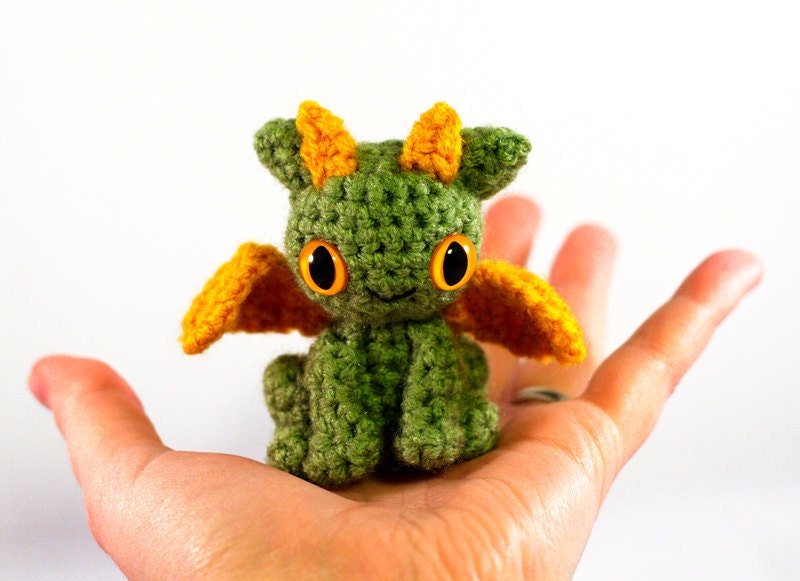 Tiny Dragon Amigurumi Plush - Light Green Gold