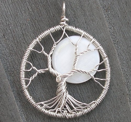 Moon Tree Sterling Silver and MOP Pendant - Custom for Peter